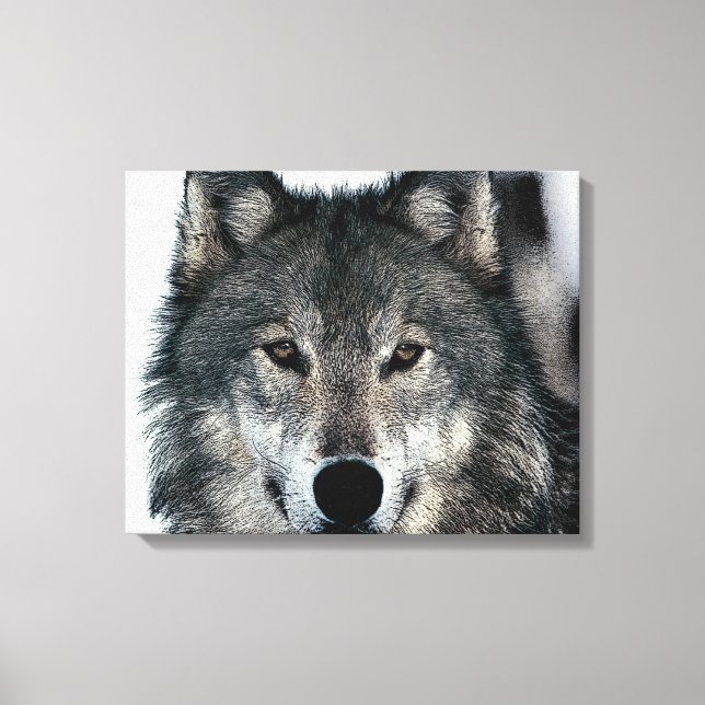 Grey Wolf Eyes Wrapped Canvas Print (Front)