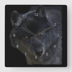 Grey Wolf Face Wildlife-Supporter Art Clock