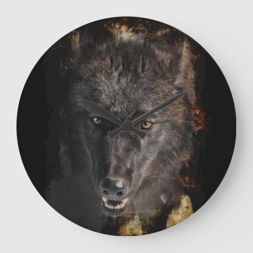 Grey Wolf Face Wildlife_Supporter Art Clock