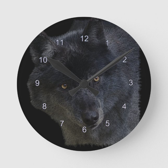 Grey Wolf Face Wildlife-Supporter Art Clock (Front)