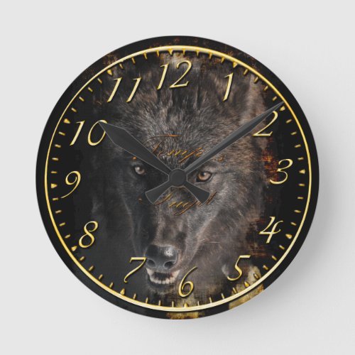Grey Wolf Face Wildlife_Supporter Art Clock