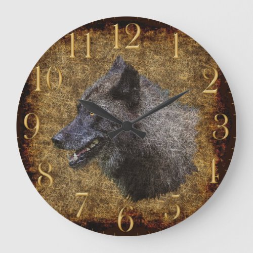 Grey Wolf Face Wildlife_Supporter Art Clock