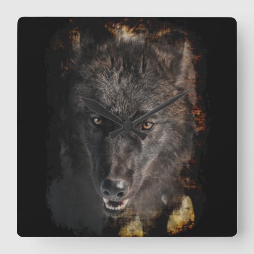 Grey Wolf Face Wildlife_Supporter Art Clock