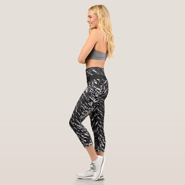 Grey Wolf Faux hair design Capri Leggings (Left)