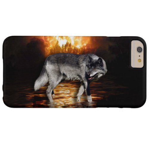Grey Wolf Fire Flames Survivor iPhone Case