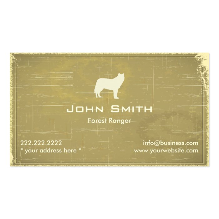 Grey Wolf Forest Ranger Old Paper Business Card