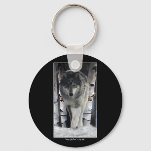 Grey Wolf & Forest Snow Keychain
