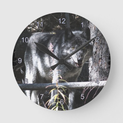 Grey Wolf  Forest Sunlight Photo Clock