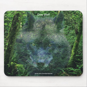 Grey Wolf & Forest Wildlife-supporter Animal Art Mouse Pad