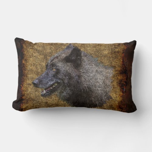 Grey Wolf Head on parchment Wildlife Throw Pillow