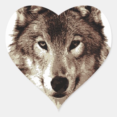 Grey Wolf Heart Sticker