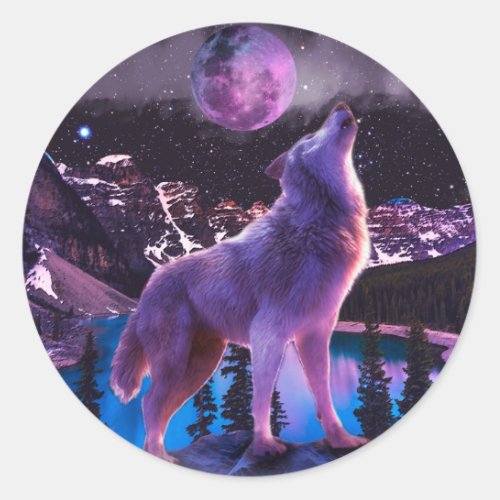 Grey wolf _ howlin wolf _ moon wolf classic round sticker