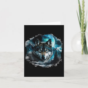 Grey Wolf Hunting Ground Icy Moon Forest Galaxy Card