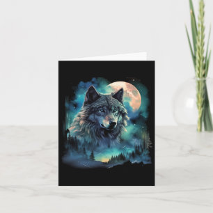 Grey Wolf Hunting Grounds Icy Moon Forest Galaxy Card