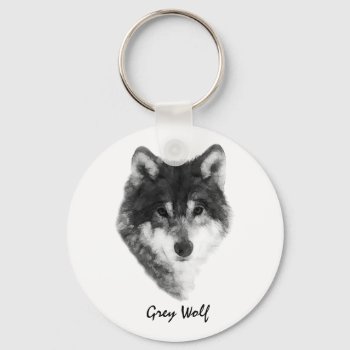 Grey Wolf Impressive Keychain by DigitalSolutions2u at Zazzle