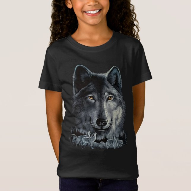 Grey Wolf Kids - Glow in the dark print T-Shirt (Front)