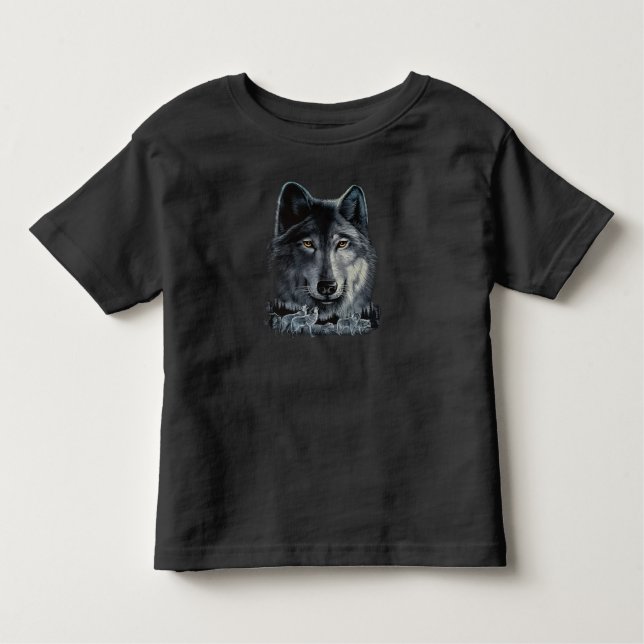 Grey Wolf Kids T-Shirt - Glow in the dark print (Front)