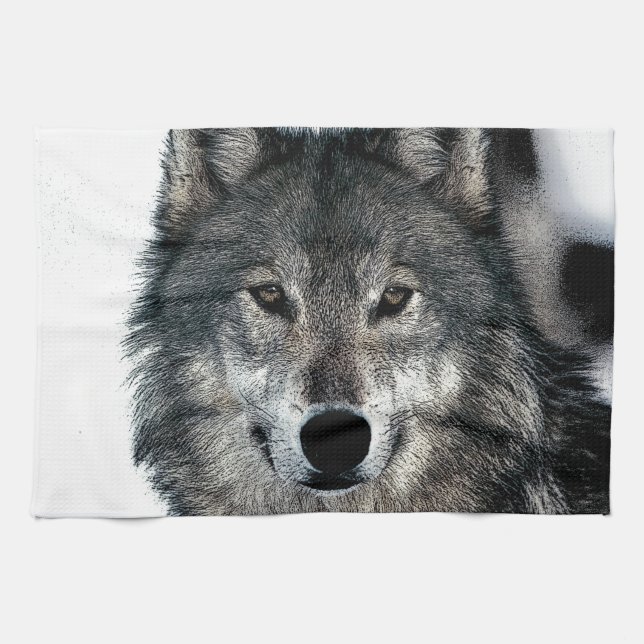 Grey Wolf Kitchen Towel (Horizontal)