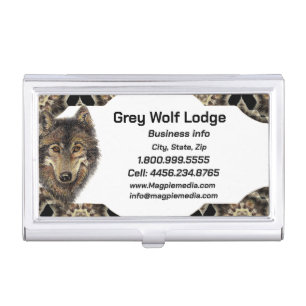 Grey Wolf Lodge Animal Wildlife Art Business Card Case