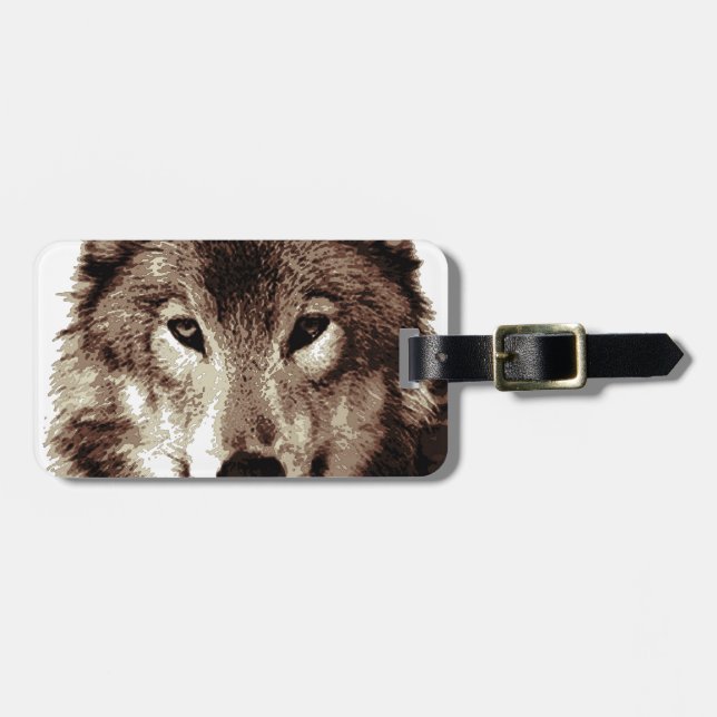Grey Wolf Luggage Tag (Front Horizontal)