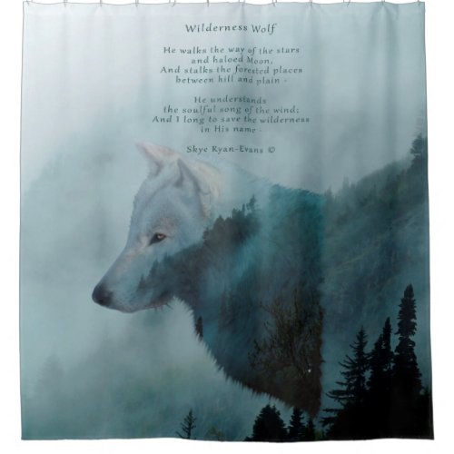 Grey Wolf  Misty Forest _ Wildlife Design Shower Curtain