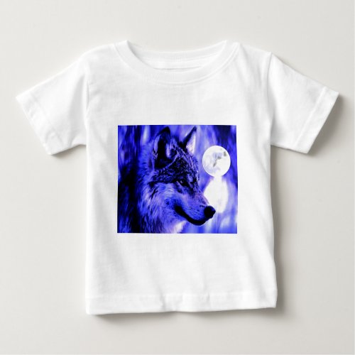 Grey Wolf  Moon Baby T_Shirt