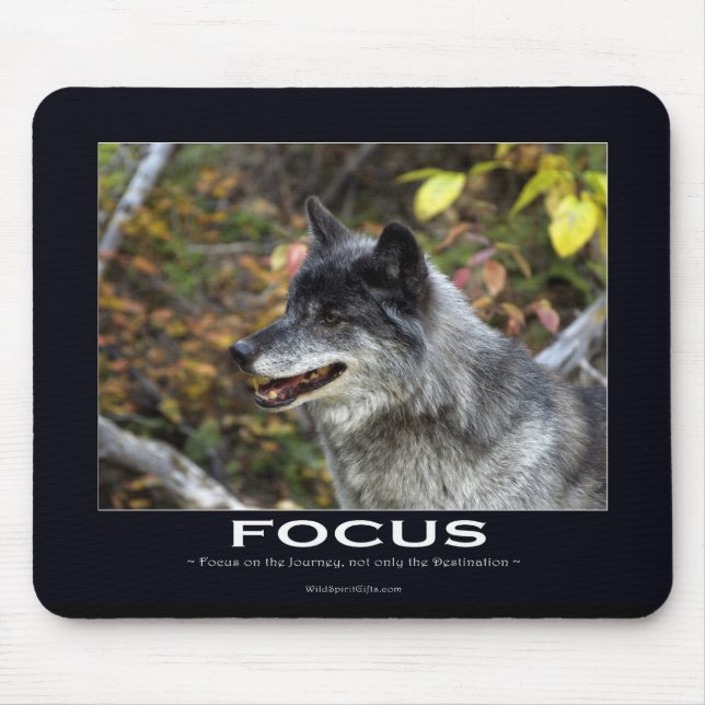 Grey Wolf Motivational Gifts Mouse Pad (Front)