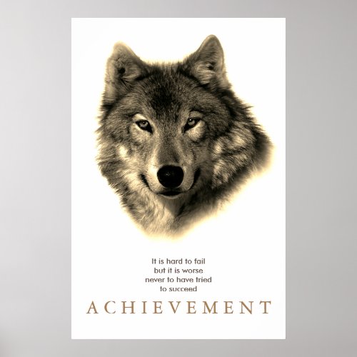 Grey Wolf Motivational Unique Vintage Sepia Poster