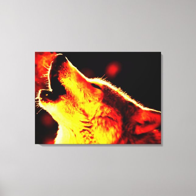 Grey Wolf & Night Wrapped Canvas (Front)