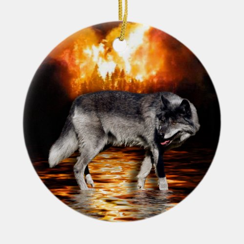 Grey Wolf Ornament