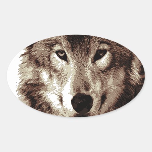 Grey Wolf Oval Sticker