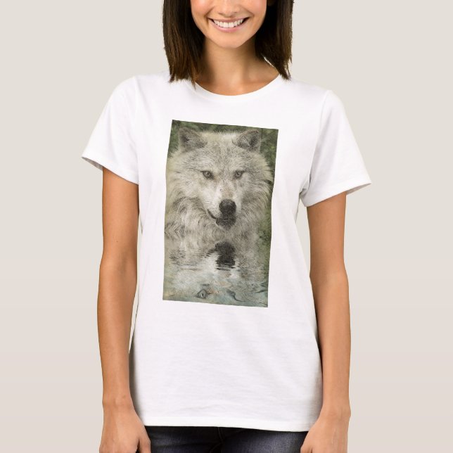 Grey Wolf Pencil Sketch Wildlife Art Gift T-Shirt (Front)