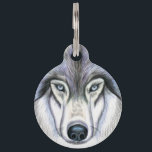 Grey Wolf Pet ID Tag<br><div class="desc">Let you dog answer the call of the wild with this great pet ID tag featuring a majestic wolf. Each of our dog identification tags are designed and illustrated by artists from all over the globe, and printed with affection and care in the mountains of North Carolina. They are ultra-durable...</div>