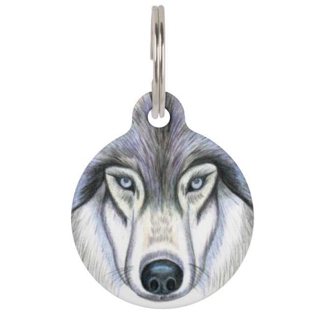 Grey Wolf Pet ID Tag (Front)