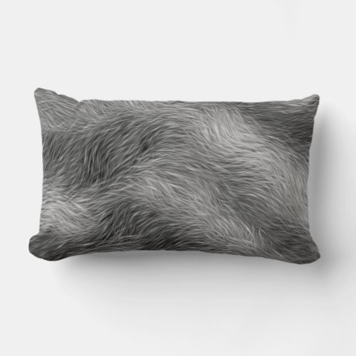 Grey Wolf  photo_sampled Fur Wildlife Throw Lumbar Pillow