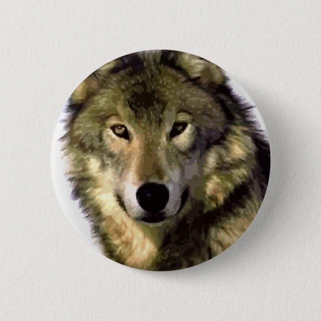 Grey Wolf Pinback Button (Front)