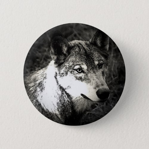 Grey Wolf Pinback Button