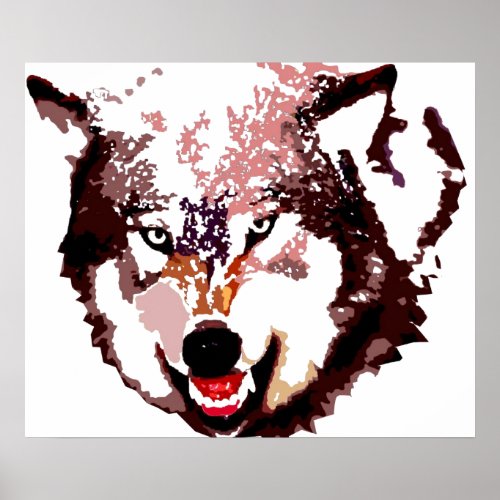 Grey Wolf Pop Art Poster _ Wild Animals