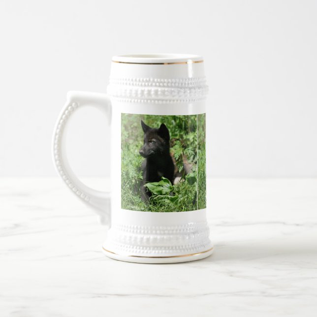 Grey Wolf Pup Wildlife Photography Mug (Left)