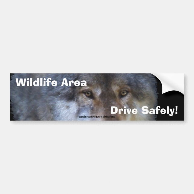 Grey Wolf Road Safety Bumper Sticker (Front)
