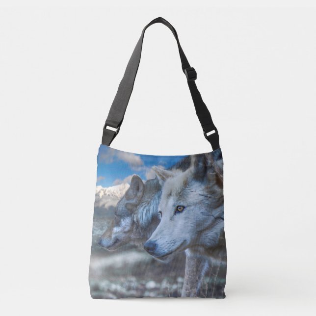 GREY WOLF SENTINEL WOLVES CROSSBODY BAG (Front)