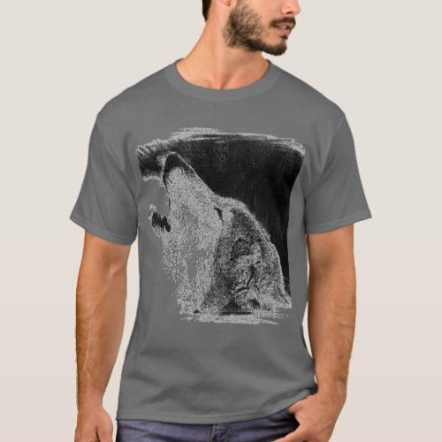 Grey Wolf Sketch Artwork T_Shirt