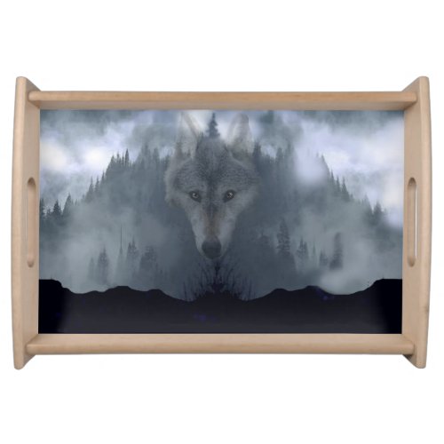 Grey Wolf Spirit Wildlife Photo Art Serving Tray