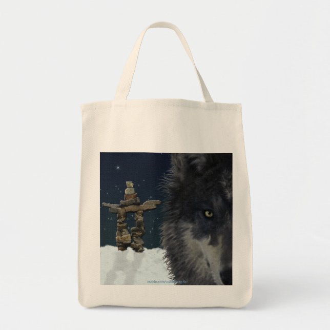 GREY WOLF, STARS & INUKSHUK Carry-Bag Collection Tote Bag (Front)