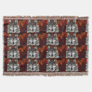GREY WOLF THROW BLANKET