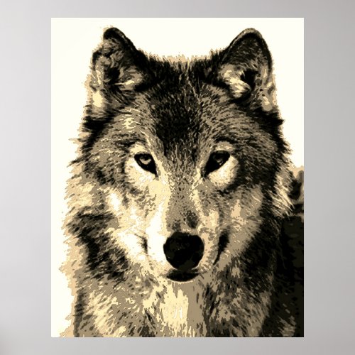 Grey Wolf Vintage Sepia Poster