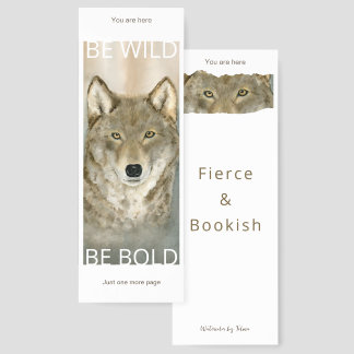 Grey Wolf Watercolor Bookmarks