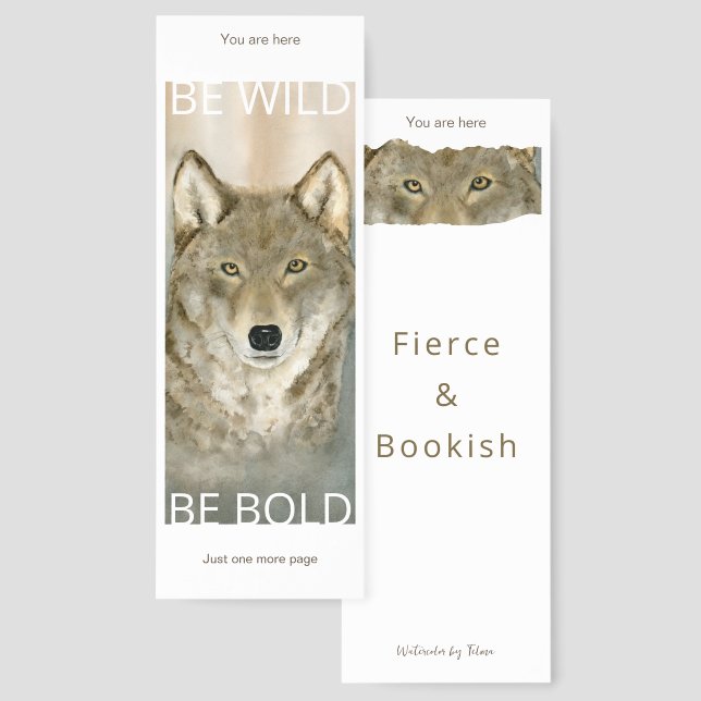 Grey Wolf Watercolor Bookmarks (Front & Back)
