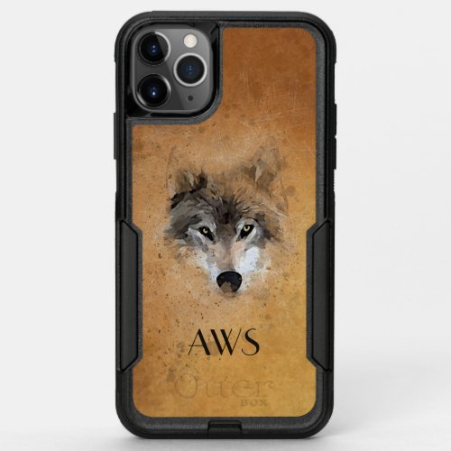 Grey Wolf Watercolor OtterBox Commuter iPhone 11 Pro Max Case