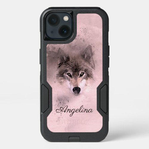 Grey Wolf Watercolor iPhone 13 Case